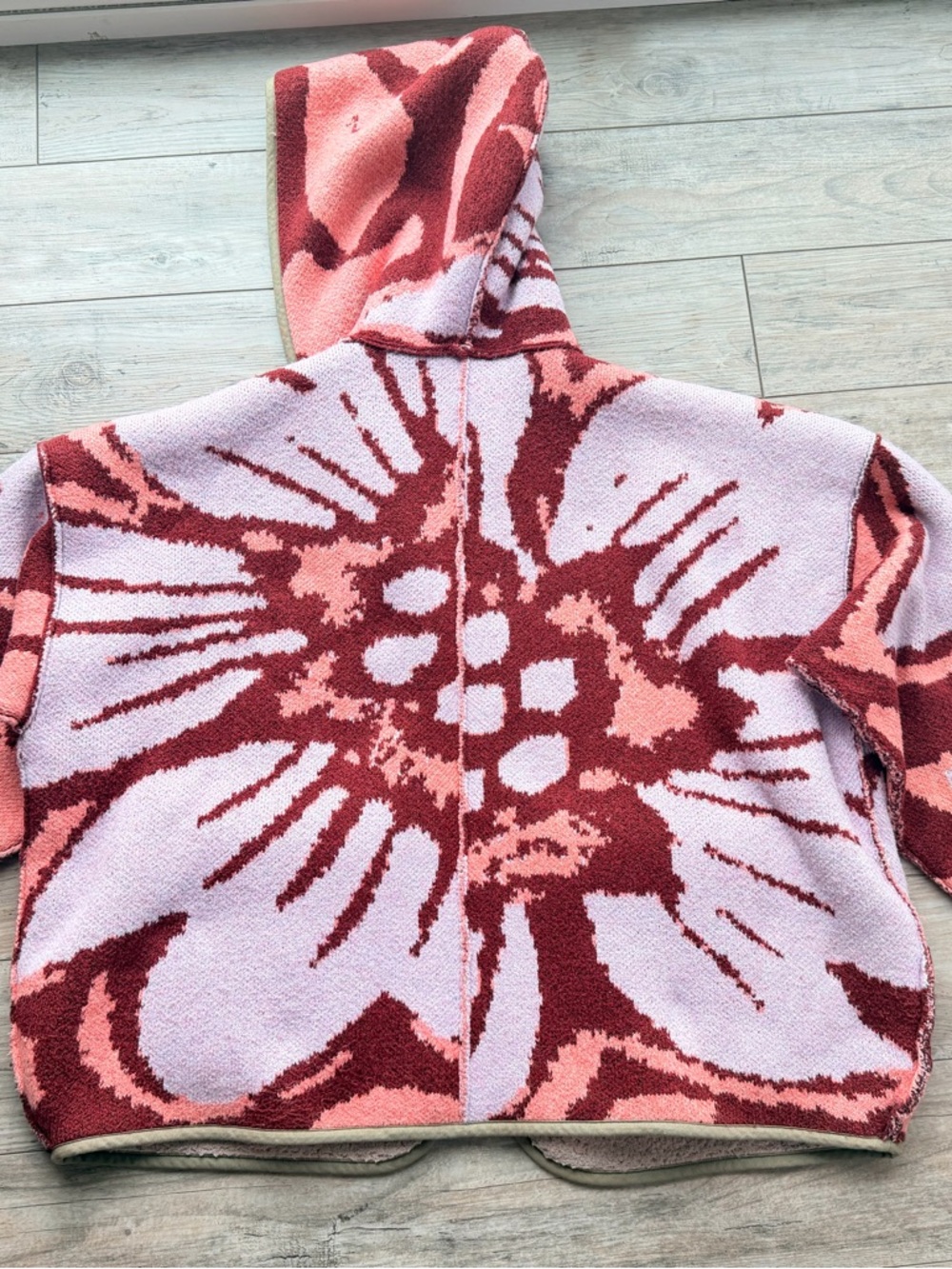Free People Winter Chill Reversible Oversized Cardigan Teddy Jacket Hooded M - Picture 5 of 5